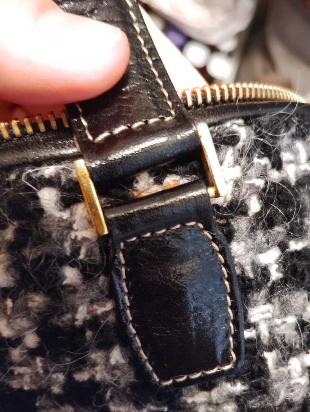 Authentic Kate Spade $350 Boucle Tweed Black & Gray Satchel Handbag